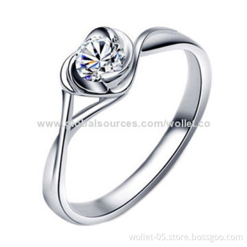 Round Cubic Zirconia Wedding Ring, Made of Stainless Steel, OEM and ODM Orders Welcomed
